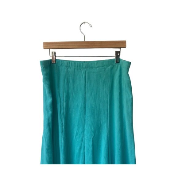 Susan Graver Midi Skirt L Pull On Pleated A-Line Aqua Turquoise Beach Coastal - Picture 5 of 9